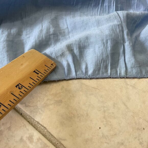 FRAME Shirred  V-Neck Puff Sleeves Midi Dress women’s S Blue part lined Tiered* - Picture 12 of 12